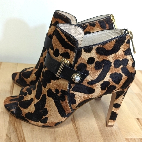 Louise et Cie Calf Hair Leopard Heeled Booties Pearl 8 Lo Lander 3 Maxamilist - Picture 4 of 14
